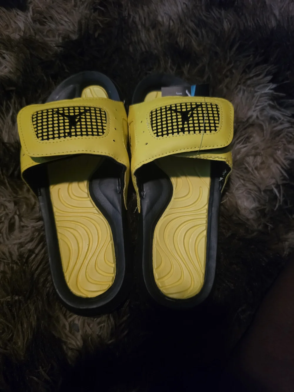 Kids Yellow and Black Sports Slide Sandals